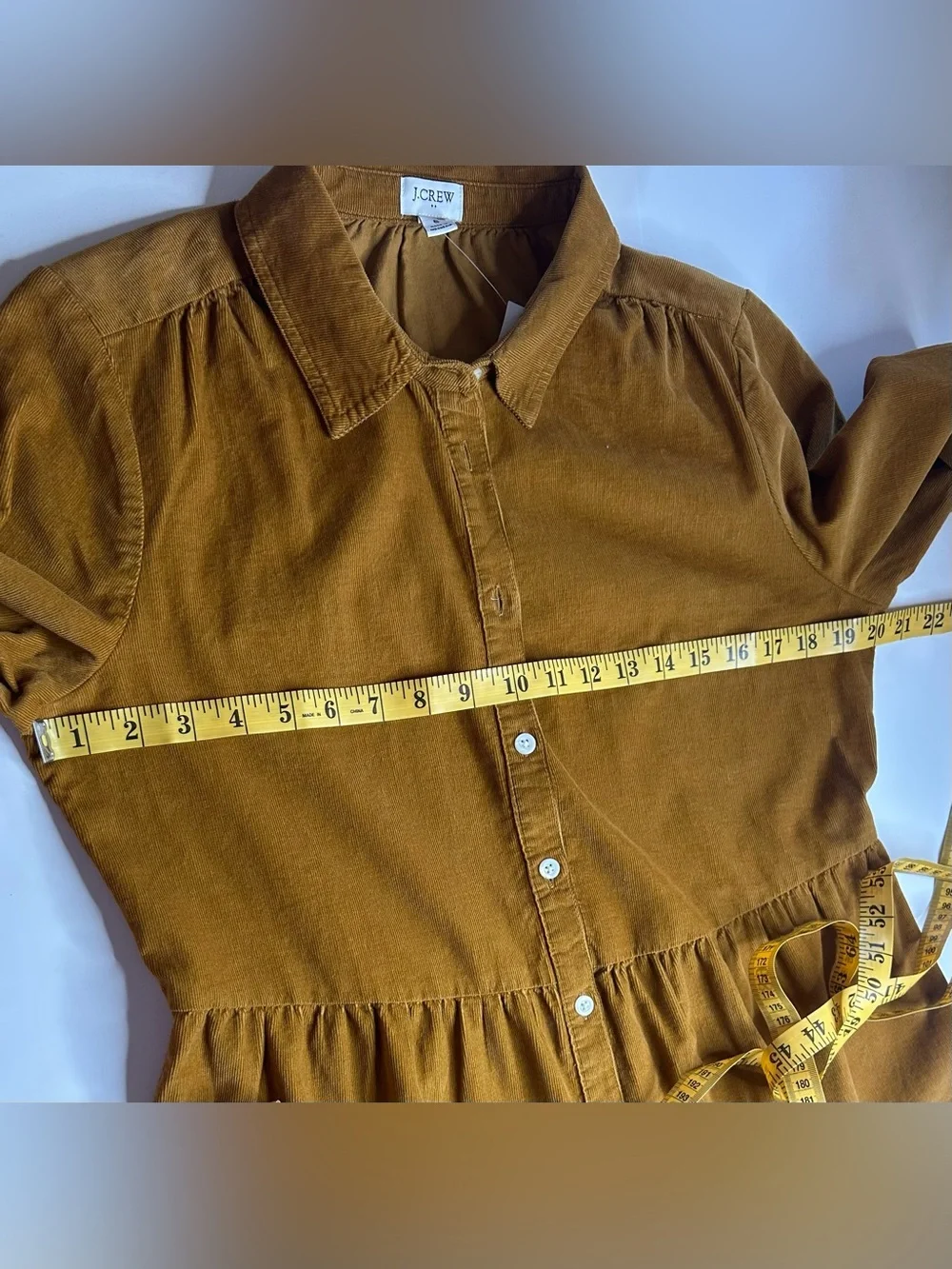 J. Crew NWT Camel Corduroy Tiered Long Sleeve Dress Sz 8 Cottagecore Western